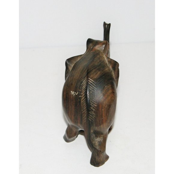 Vintage Hand Carved Hardwood Elephant Statue Figurine 4 1/2" Great Collectible - Picture 3 of 6